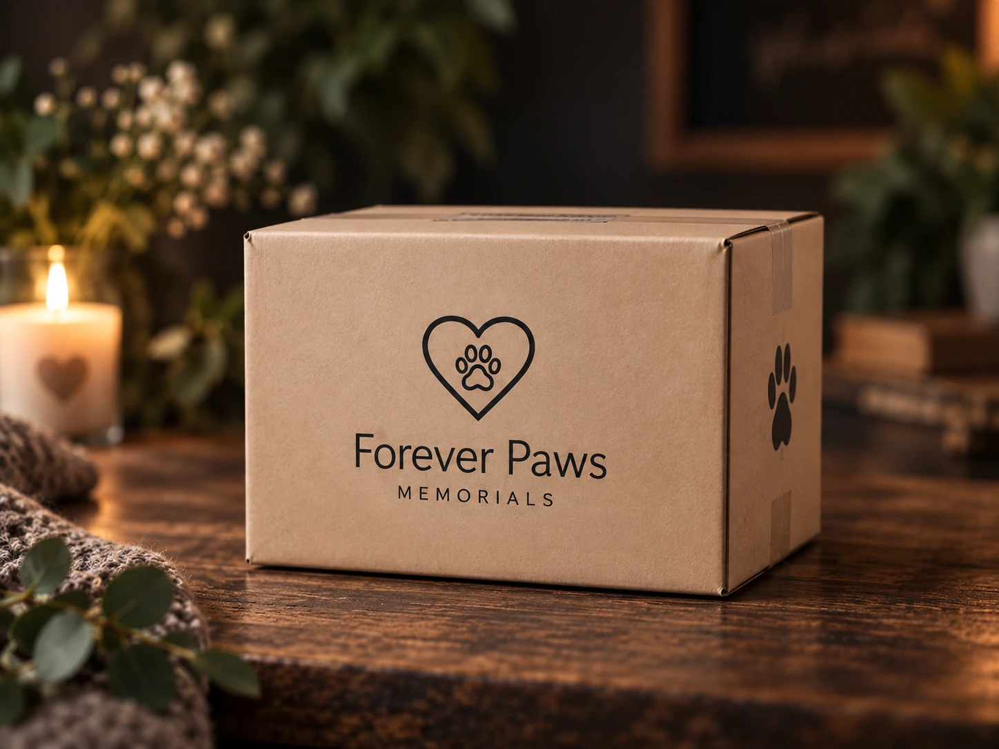 A Forever Paws memorials delivery box